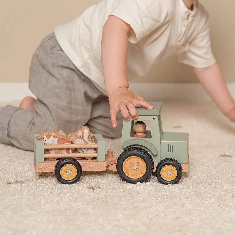Little Dutch - Wooden Tractor with trailer Little Farm