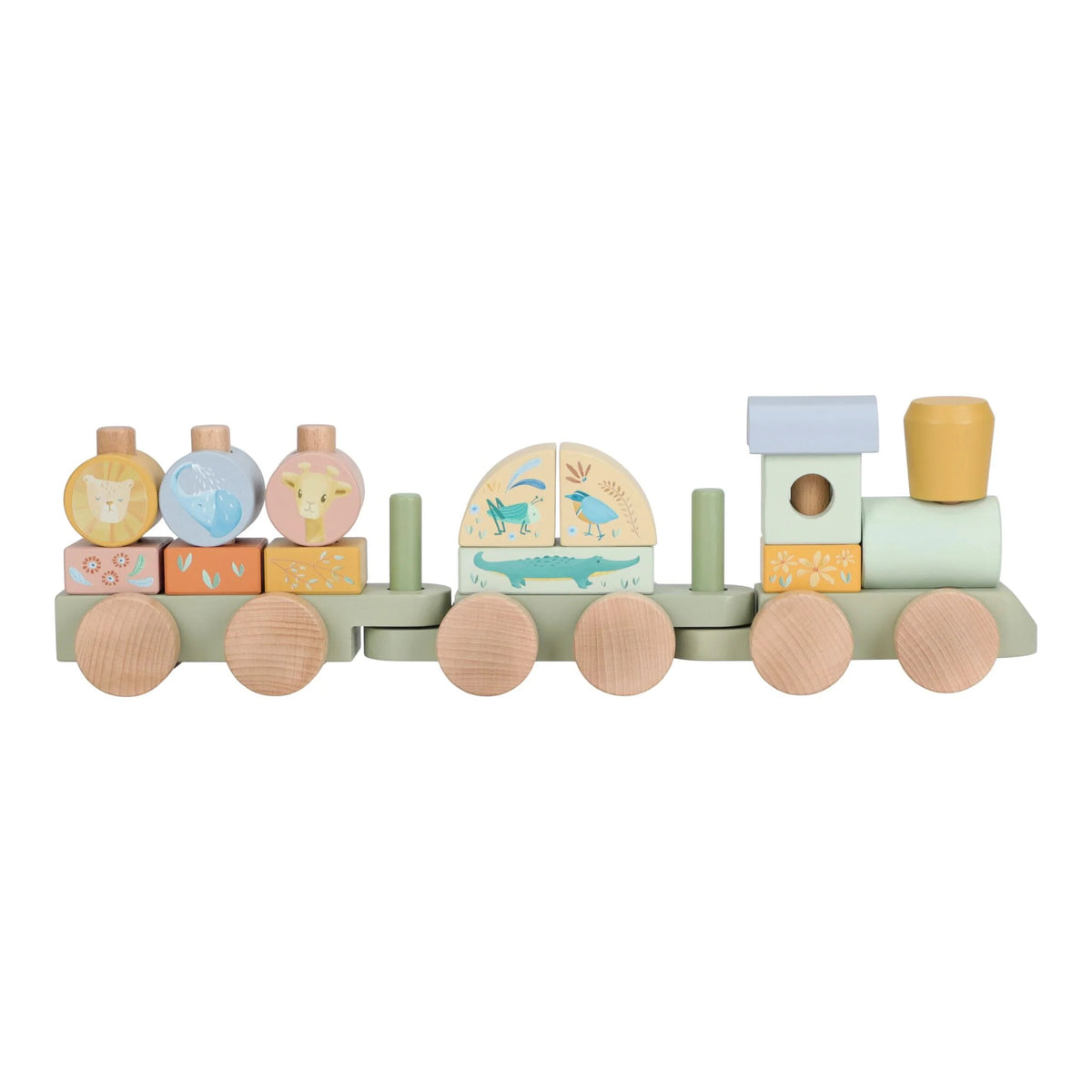 Little Dutch - Wooden Block Train - Safari Friends