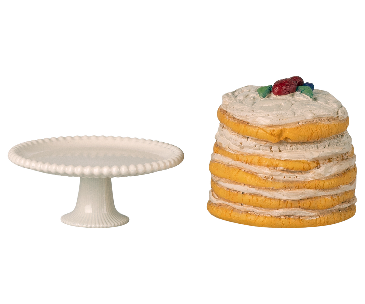 Maileg - Party Cake and Cake Stand Mouse - Off White