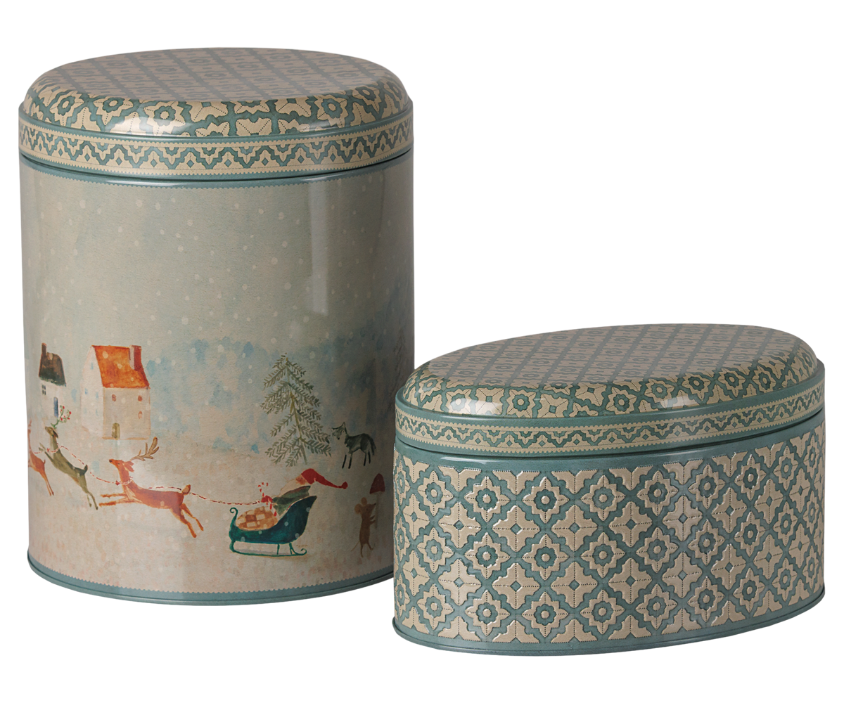 Maileg - Metal Box Set - Santa Is Coming - 2pcs
