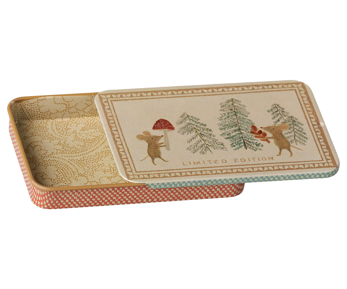 Maileg - Metal Box With Sliding Lid - Christmas Mice