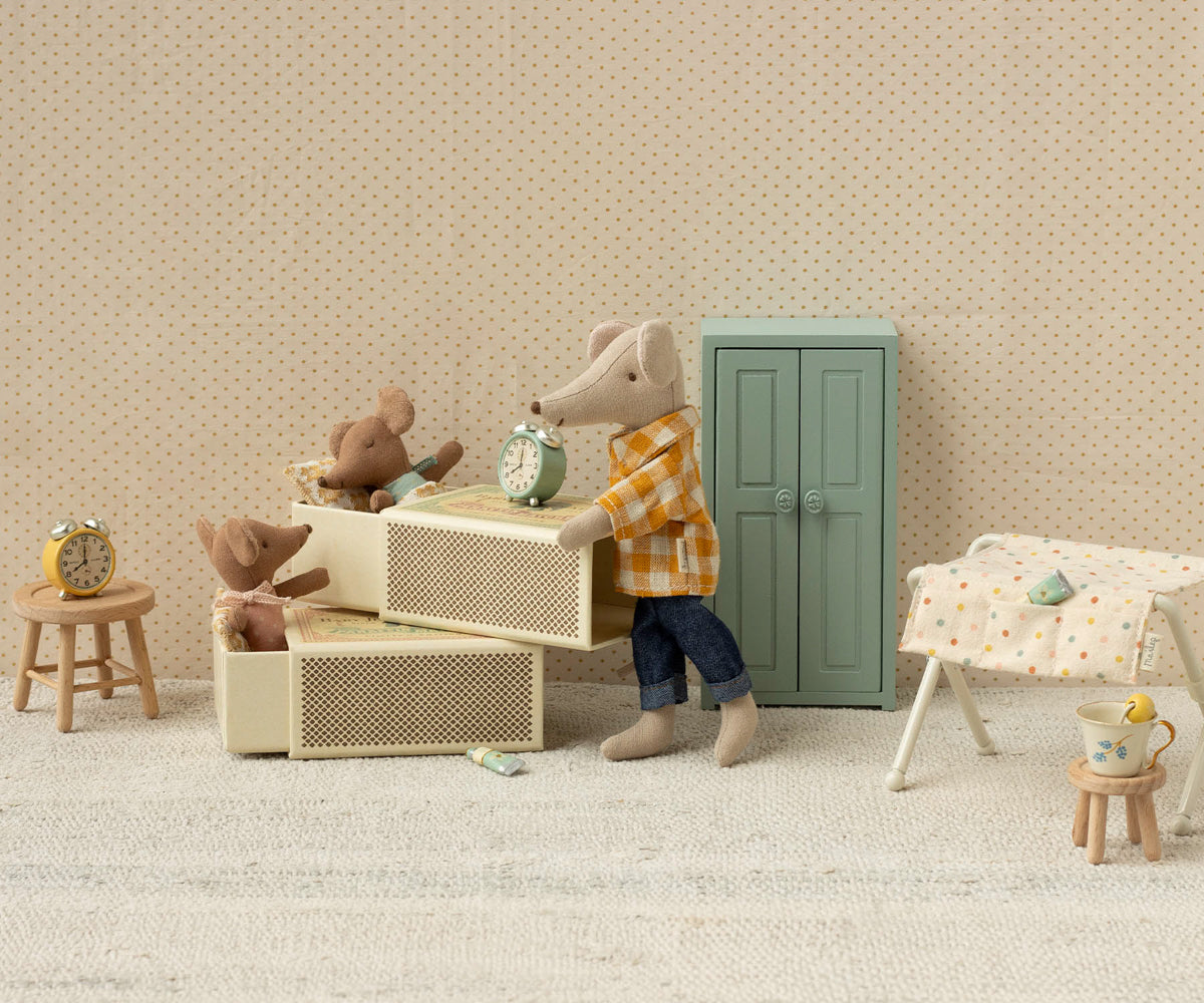 Maileg - Sleepy Wakey Baby Mouse in Matchbox - Blue