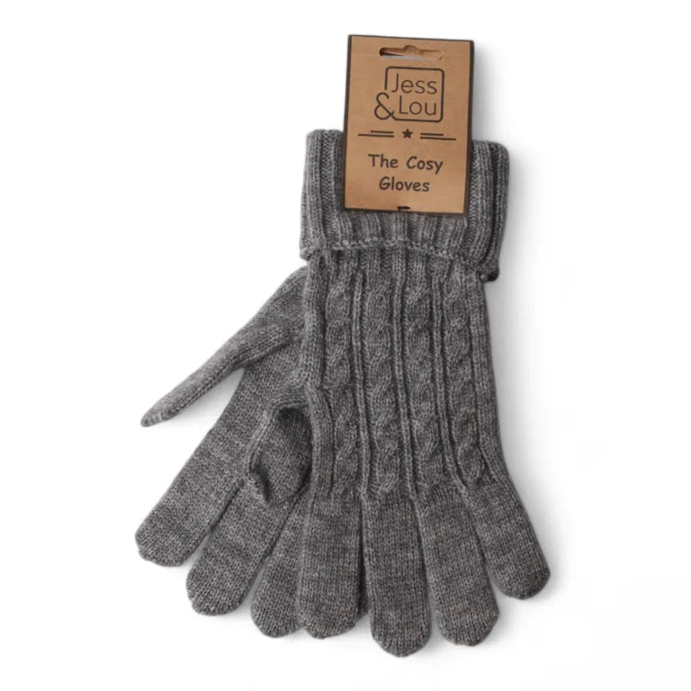 Jess & Lou - Cosy Cable Knit Gloves - Charcoal