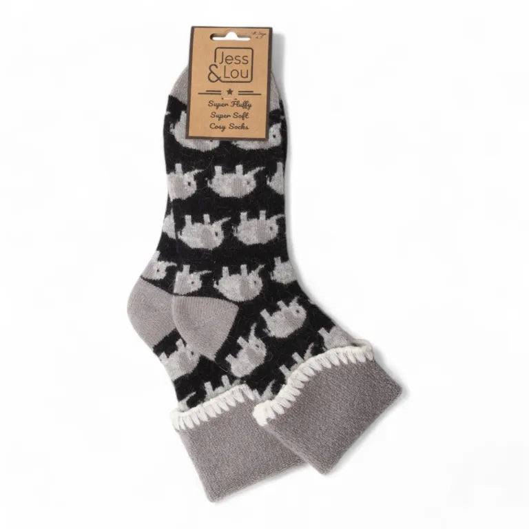 Jess & Lou - Black Elephant Cosy Cuff Socks