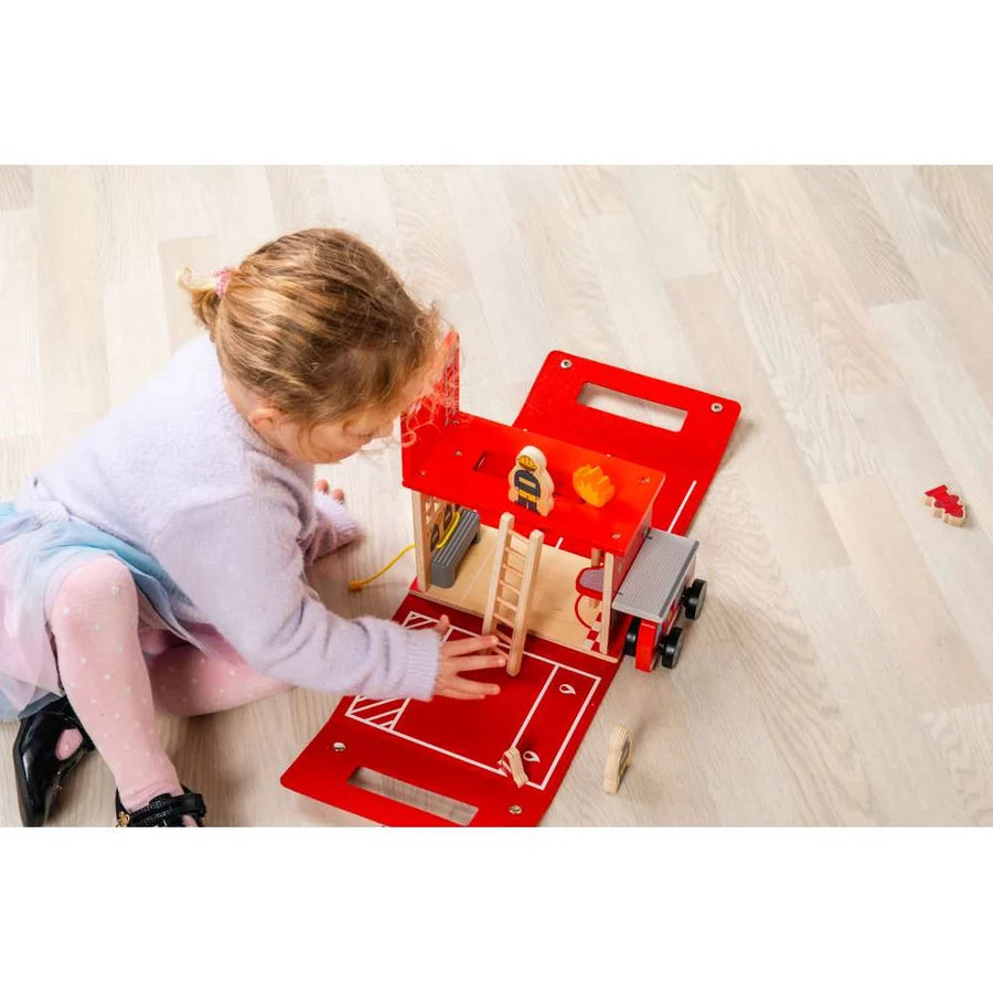 Bigjigs Toys - Fire Station On The Go