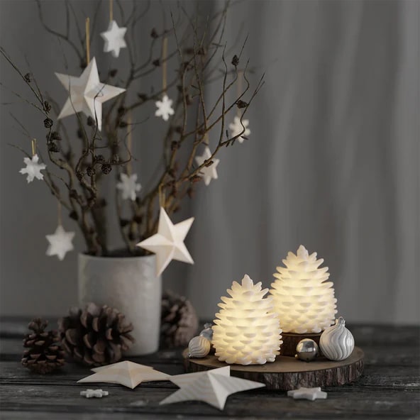 Deluxe Homeart - Real Wax LED Pine Cone Candles - Set of 2