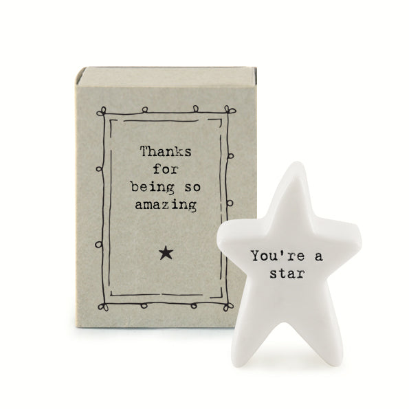 East of India - Matchbox Porcelain Star - Thanks For Being So Amazing