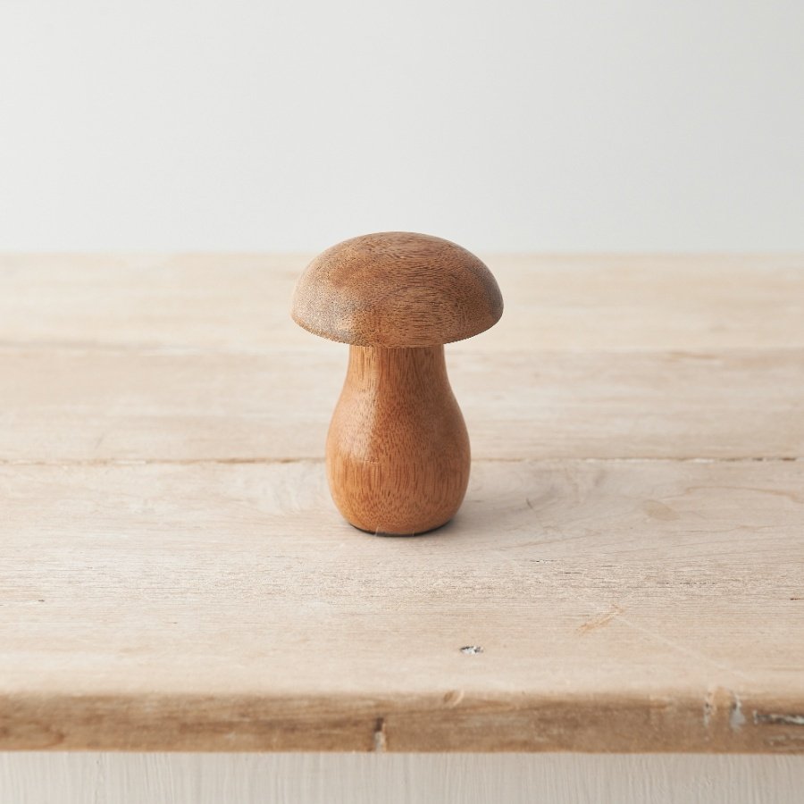 Rustic Wooden Mushroom Ornament - Small