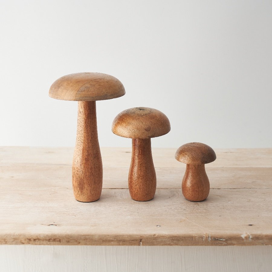 Rustic Wooden Mushroom Ornament - Small