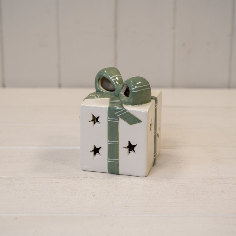 White and Green Ceramic Present with LED