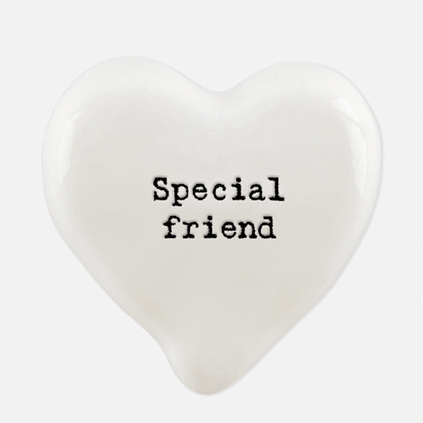 East of India - White Porcelain Heart Token 'Special Friend'