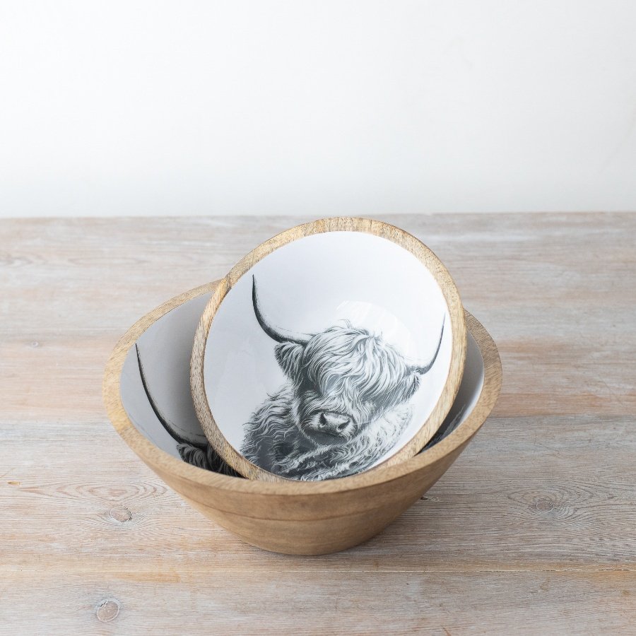 Highland Cow Enamel Bowl - Large - 23 cm