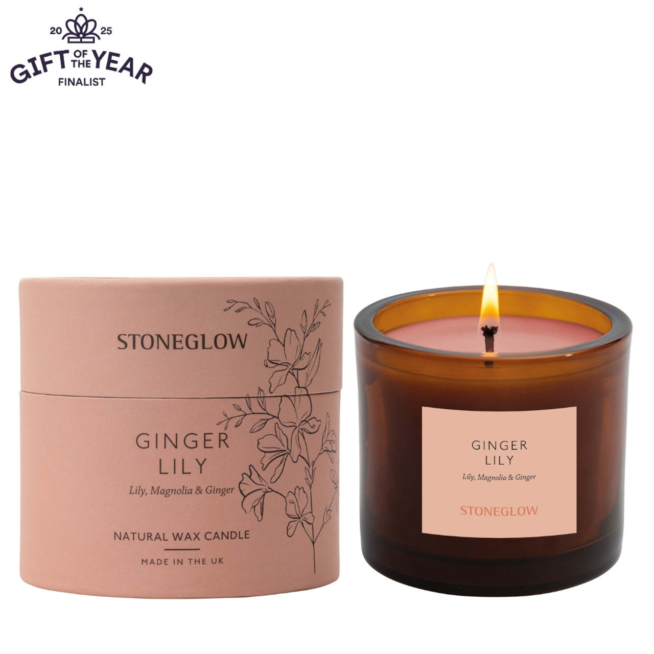 Stoneglow - The Walled Garden Ginger Lily Candle Lily | Magnolia | Ginger - Scented Natural Wax Candle Tumbler 79 x 89mm