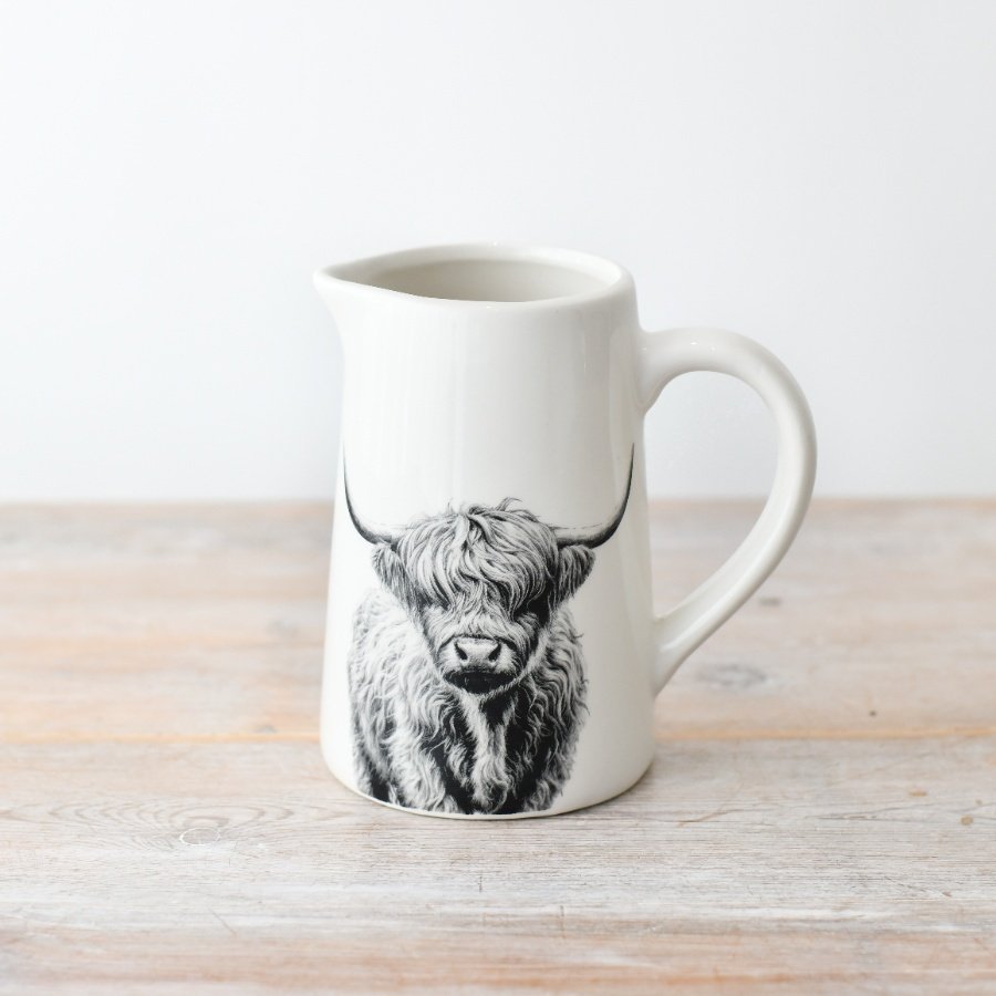 Highland Cow Ceramic Jug / vase - 16 cm