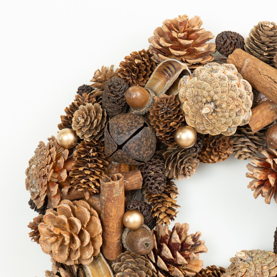 Natural Pinecone & Cinnamon Wreath 29cm
