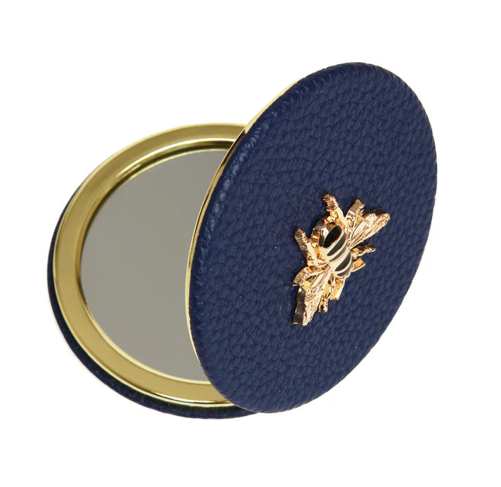 Alice Wheeler - Navy Round Compact Mirror