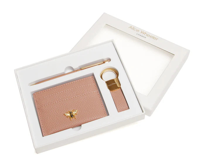 Alice Wheeler - Bow Crad Holder, Key ring and Pen Gift Set - Pink