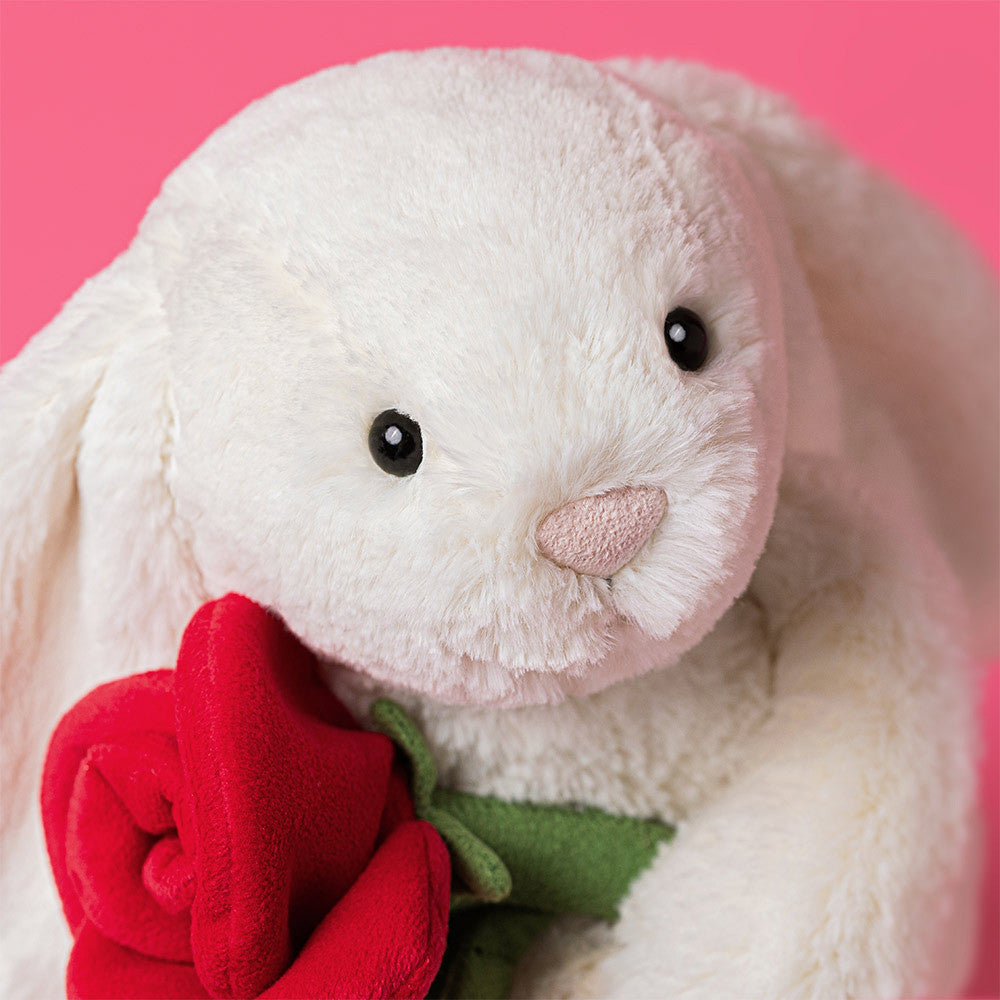 Jellycat - Cream Bunny With Rose - MAXIMUM ONE PER CUSTOMER