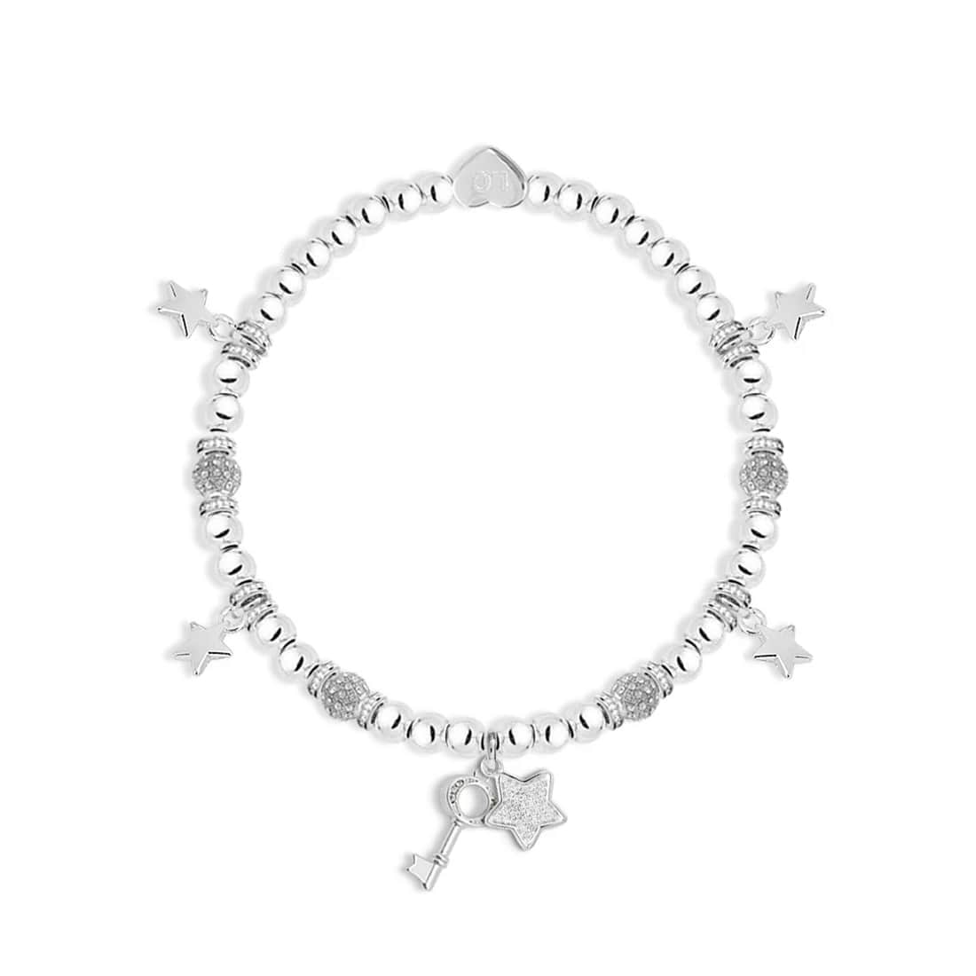 Life Charms - Happy 21st Birthday - Key & Stars Bracelet In Flower Box