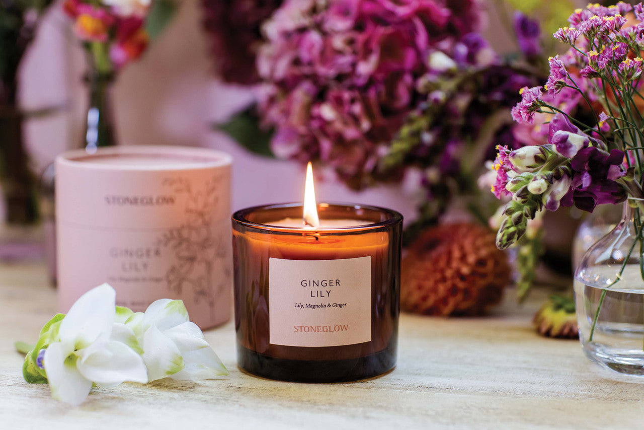 Stoneglow - The Walled Garden Ginger Lily Candle Lily | Magnolia | Ginger - Scented Natural Wax Candle Tumbler 79 x 89mm