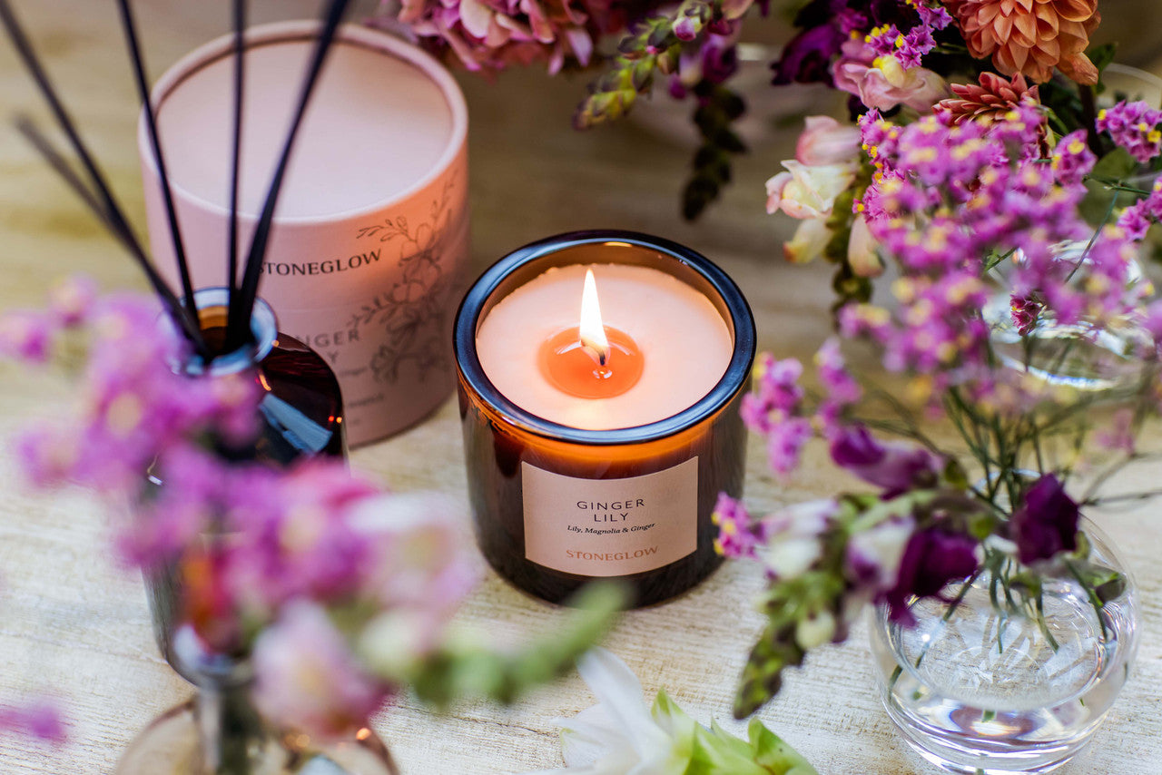 Stoneglow - The Walled Garden Ginger Lily Candle Lily | Magnolia | Ginger - Scented Natural Wax Candle Tumbler 79 x 89mm