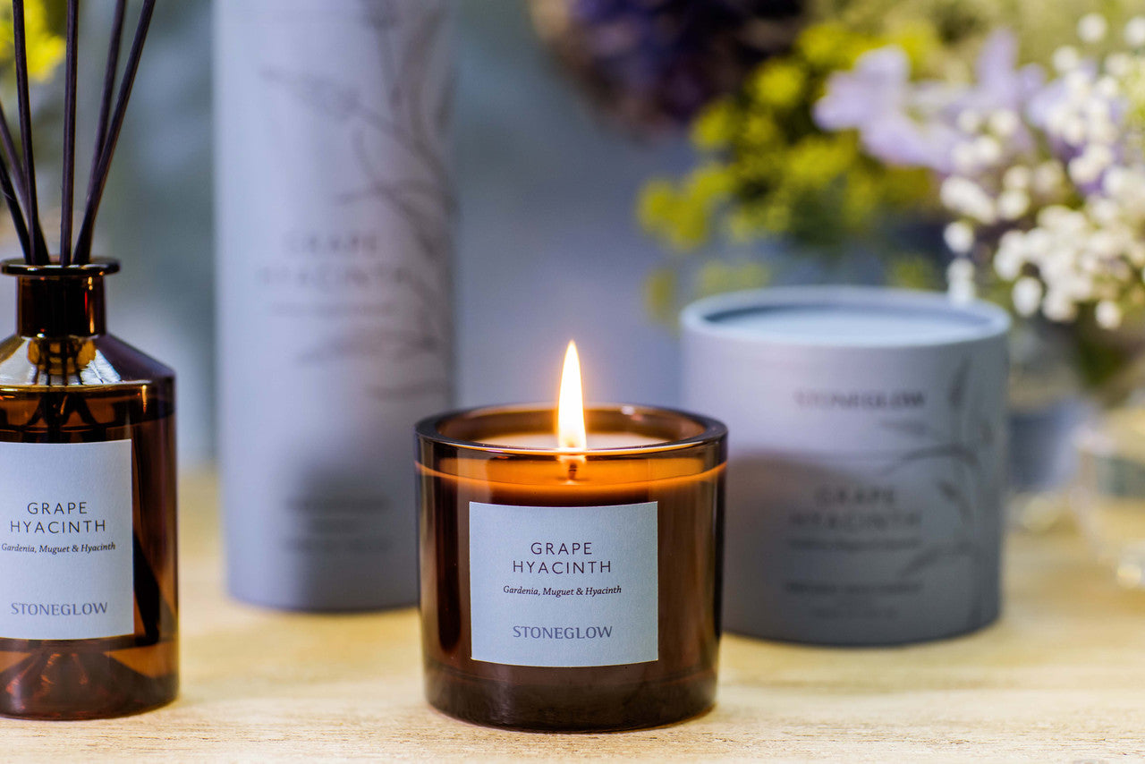 Stoneglow - The Walled Garden Grape Hyacinth Candle Gardenia | Muguet | Hyacinth - Scented Natural Wax Candle Tumbler (79 x 89mm)