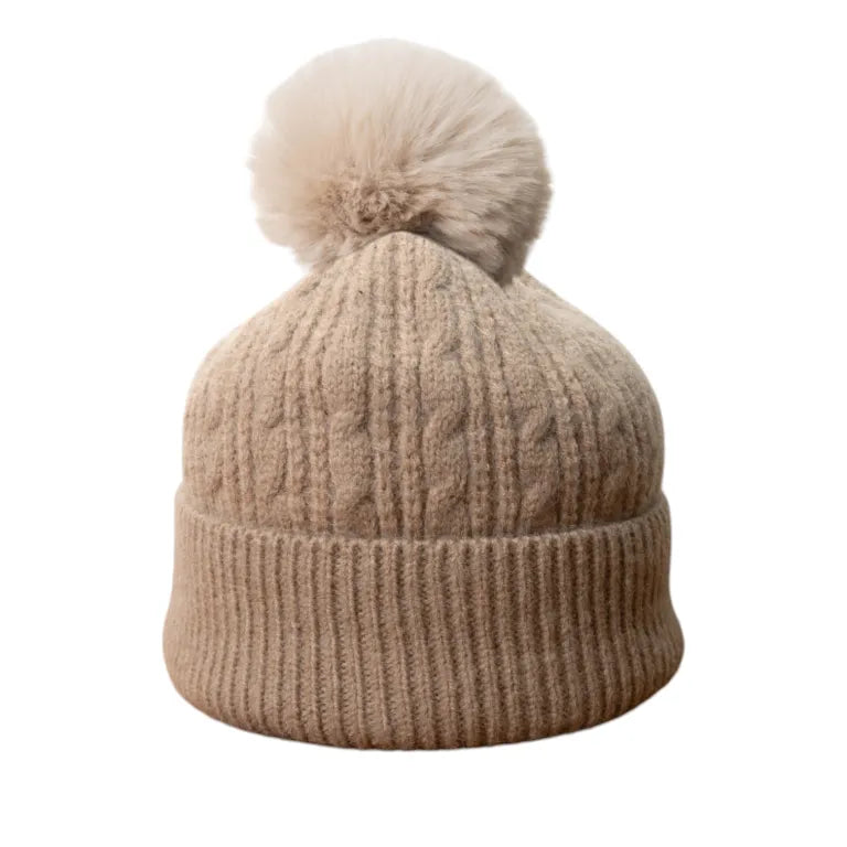 Jess & Lou - Oatmeal Cable Bobble Hat