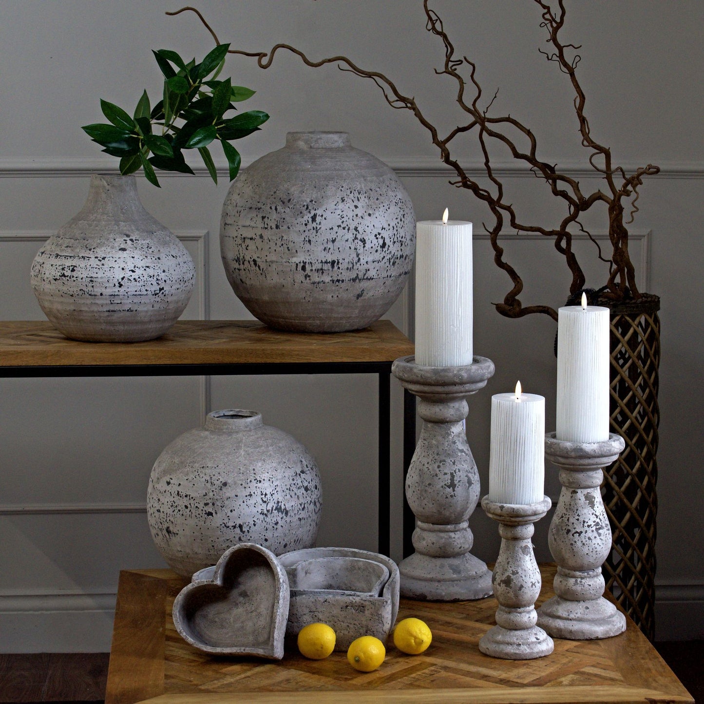 Stone Ceramic Candle Holder - Large
