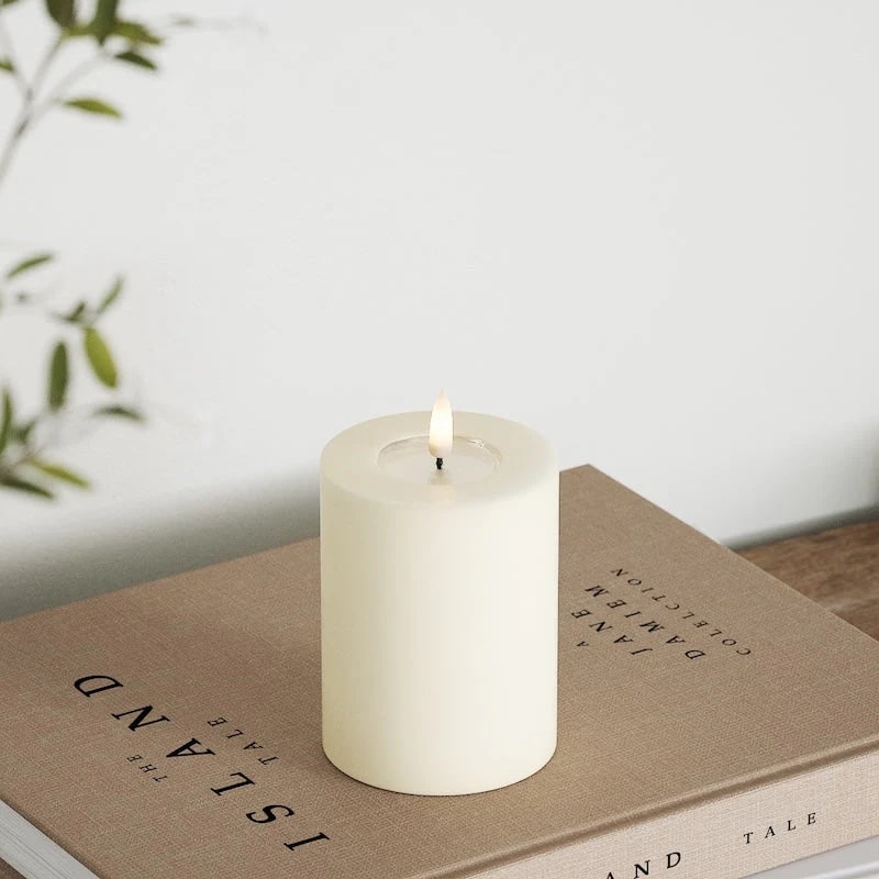 Deluxe Homeart - Real Wax LED Flickering Candle - Cream