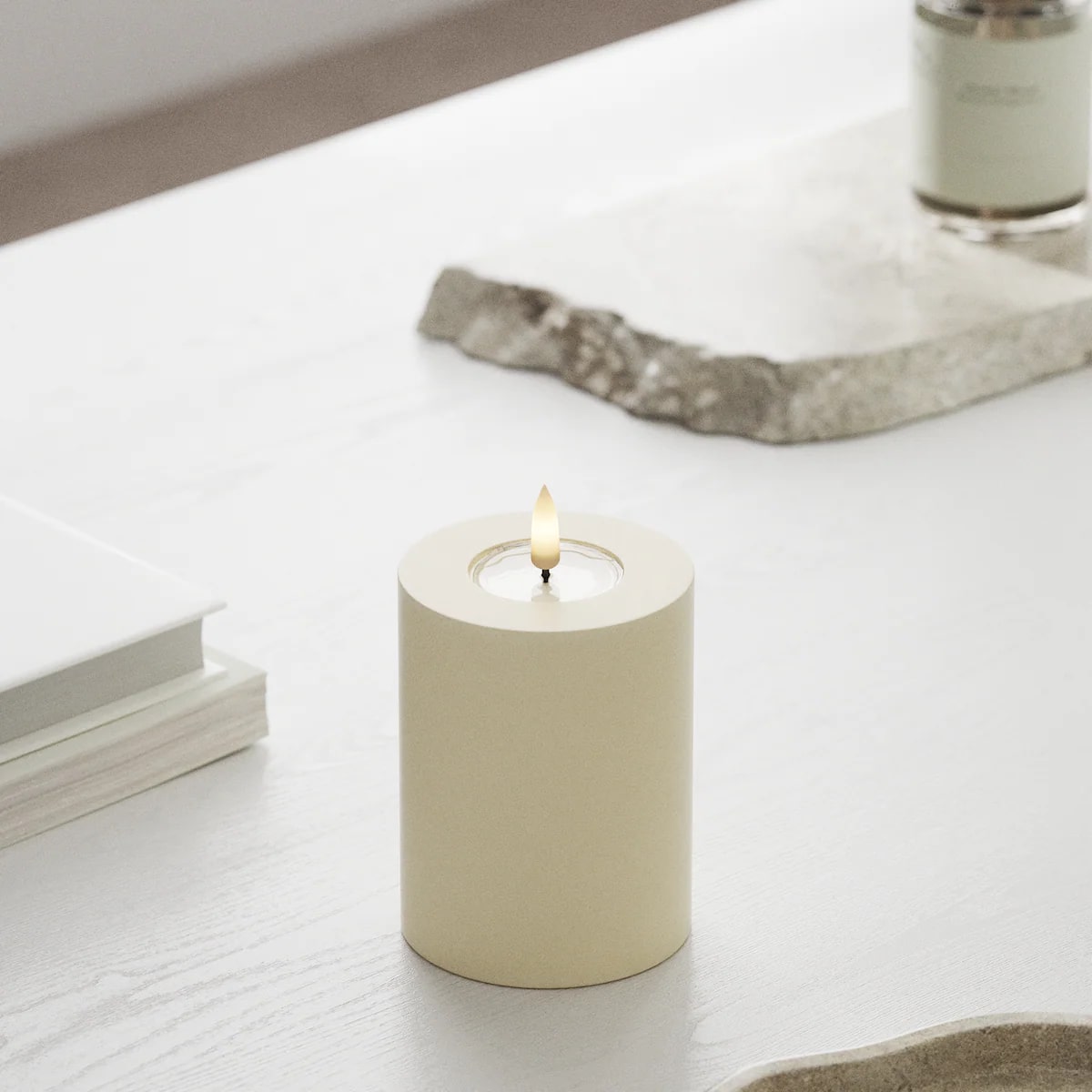 Deluxe Homeart - Real Wax LED Flickering Candle - Cream