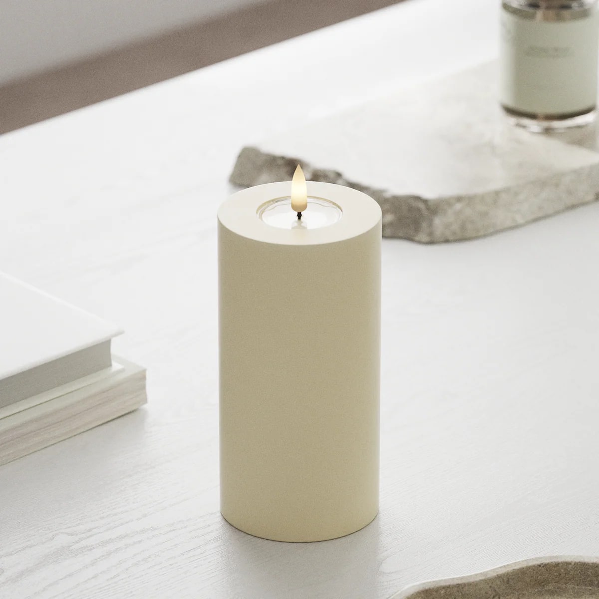 Deluxe Homeart - Real Wax LED Flickering Candle - Cream