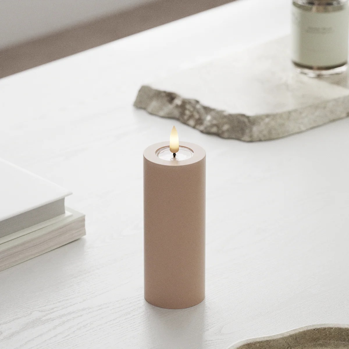Deluxe Homeart Real Wax LED Flickering Candle - Rose