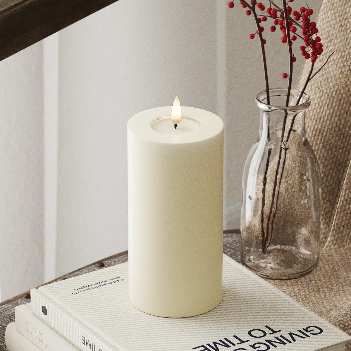 Deluxe Homeart - Real Wax LED Flickering Candle - Cream