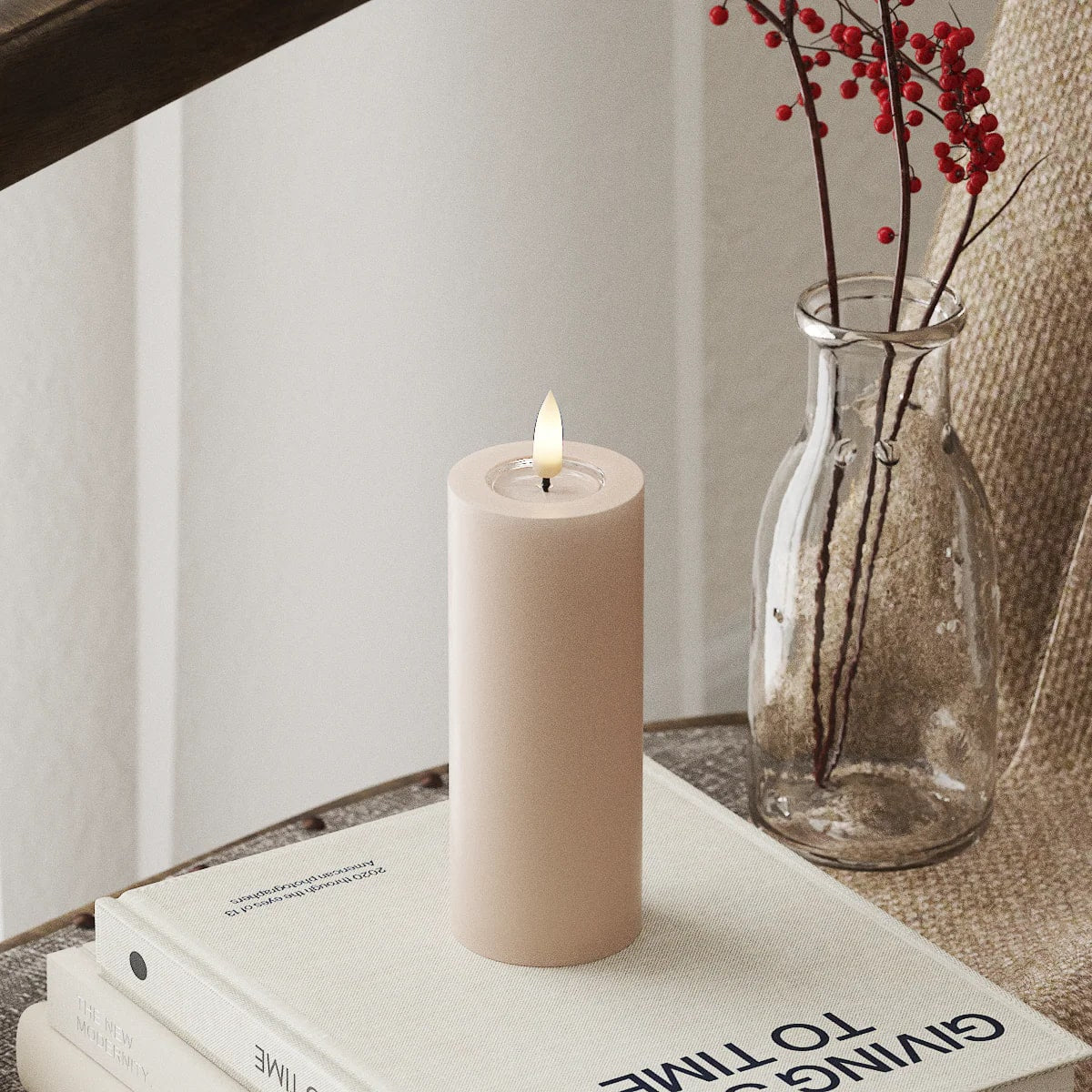 Deluxe Homeart Real Wax LED Flickering Candle - Rose