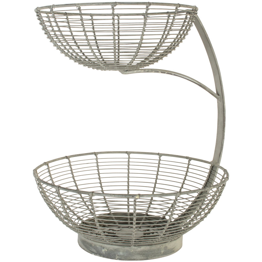 Wire Two Tier Basket Grey