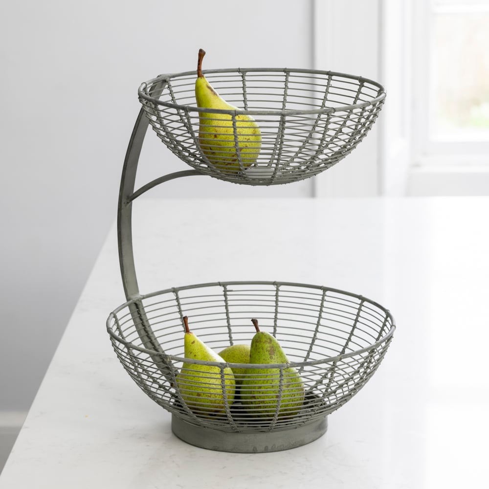 Wire Two Tier Basket Grey