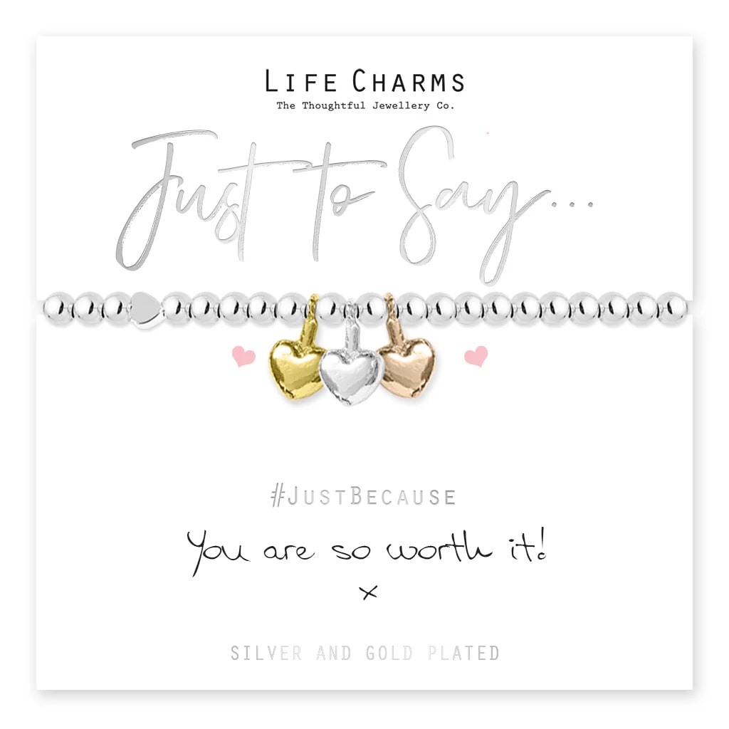 Life Charms - Just To Say 'You're Worth It' Heart Bracelet