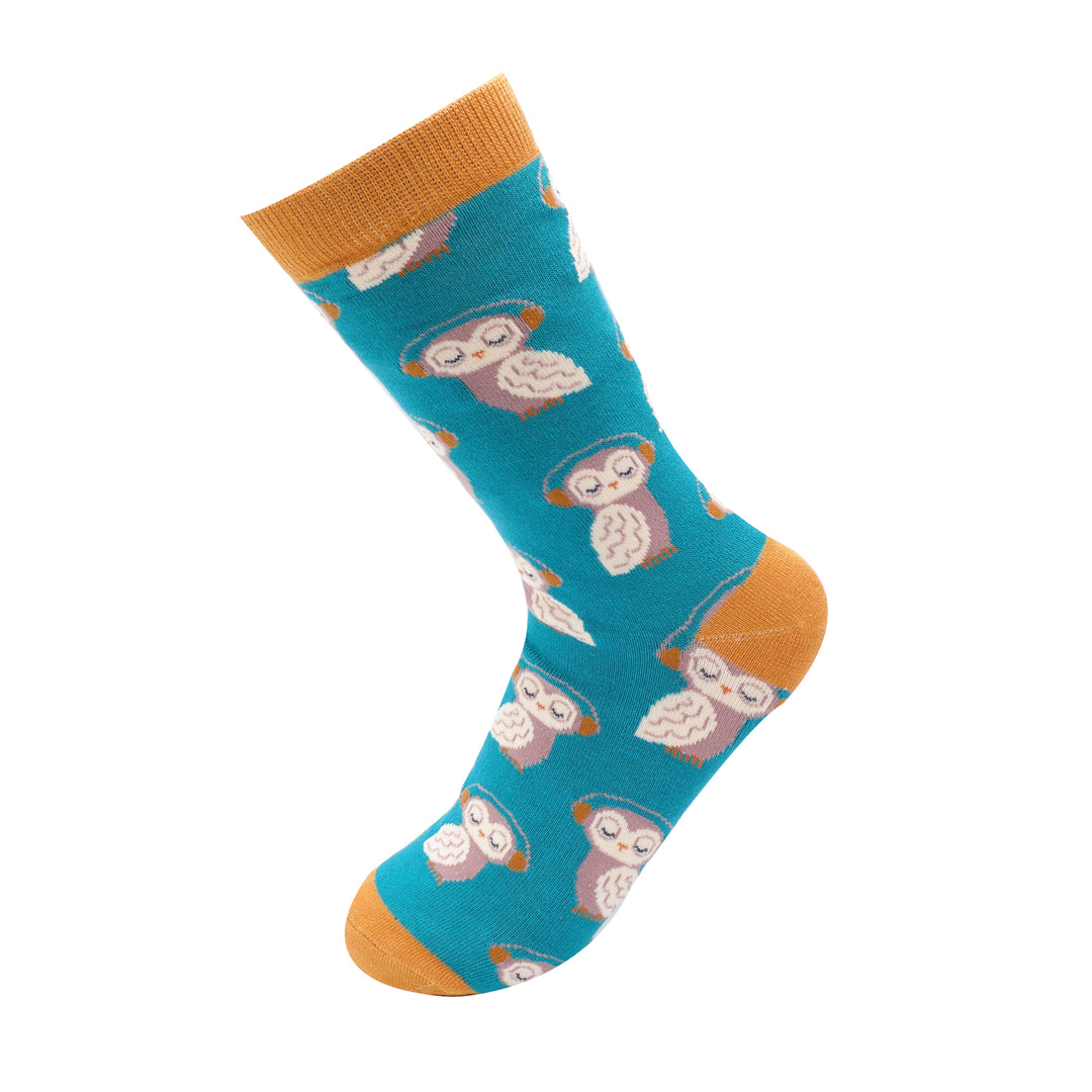 Miss Sparrow - Funky Owls Socks - Teal