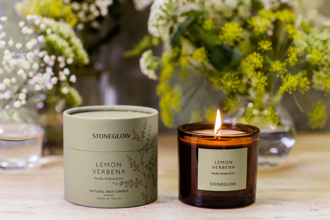 stoneglow - The Walled Garden Lemon Verbena Candle Vanilla | Verbena | Iris -Scented Natural Wax Candle Tumbler (79 x 89mm)