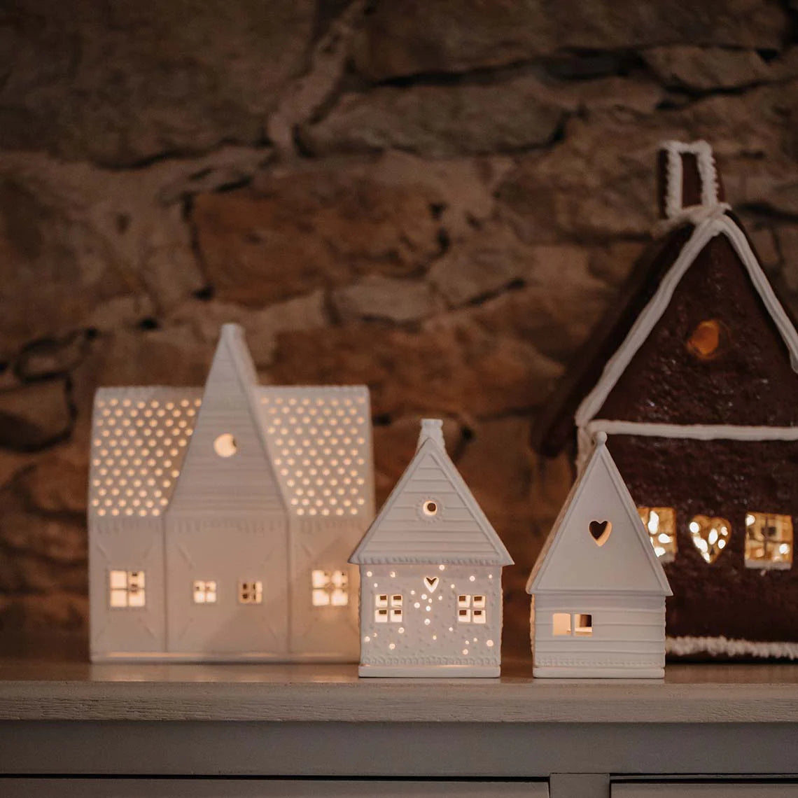 Rader - Gingerbread House - Porcelain Tea Light House - Large