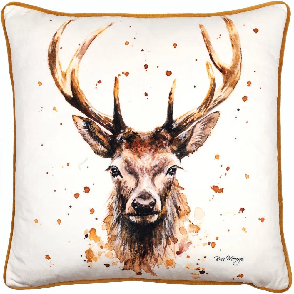 'Selene' the Stag Printed Velvet Cushion