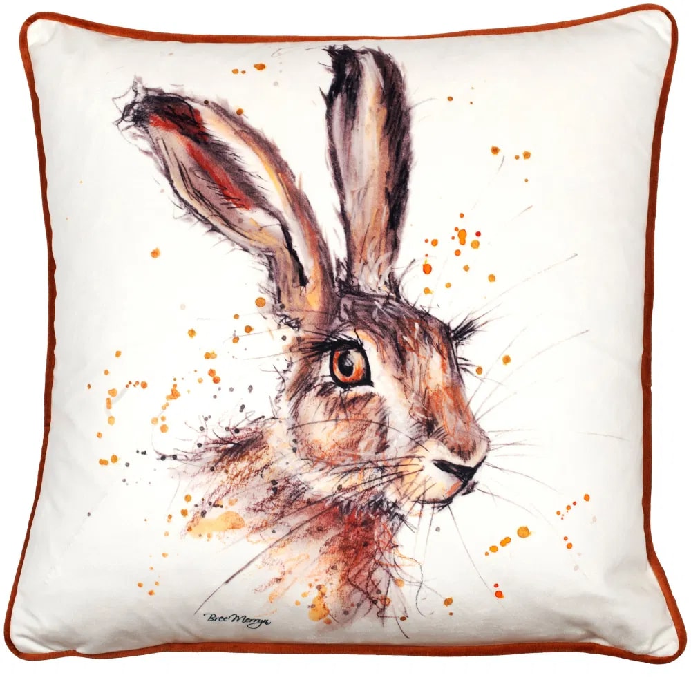 'Turpin' the Hare Printed Velvet Cushion