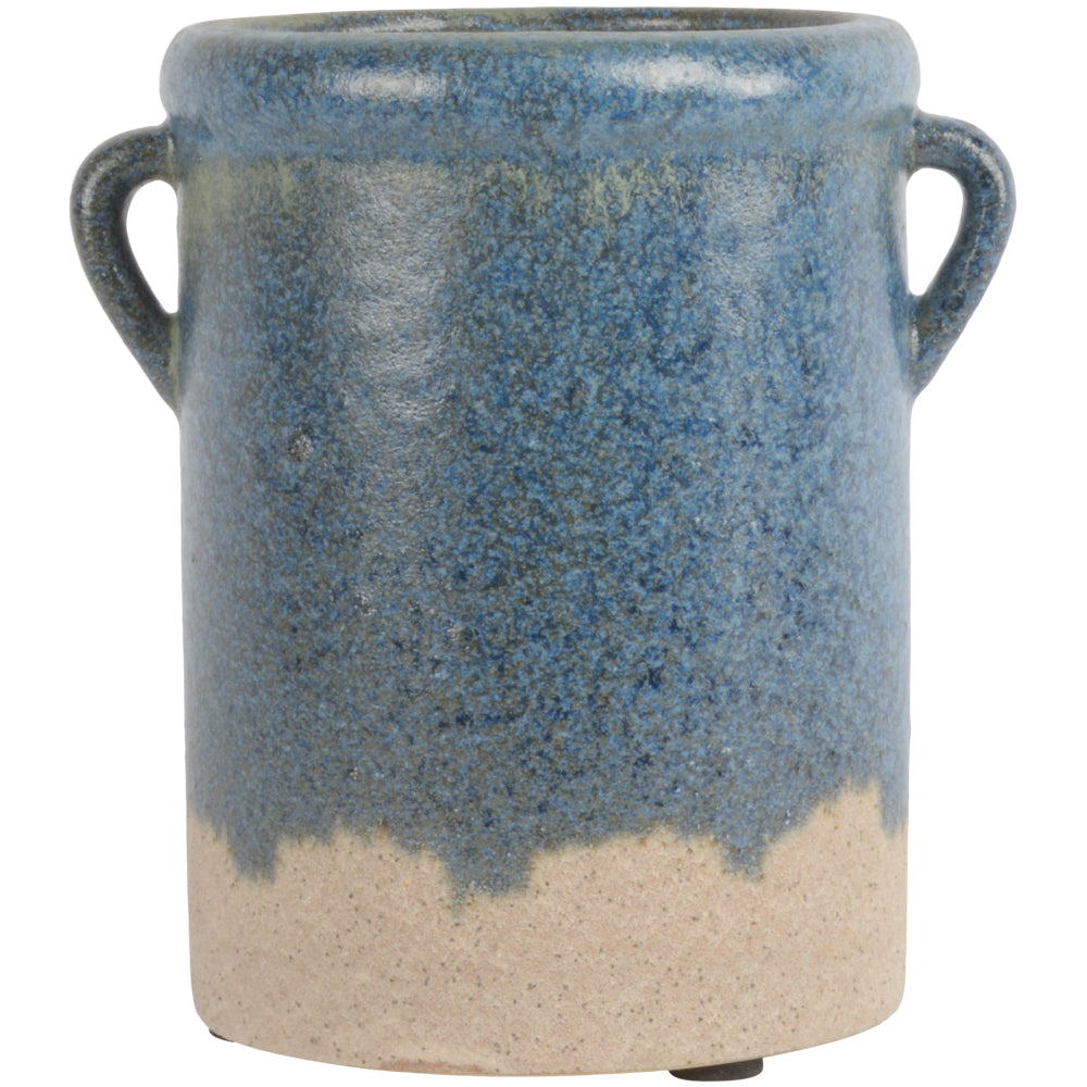 Jar With Handles Blue/Green Dipped