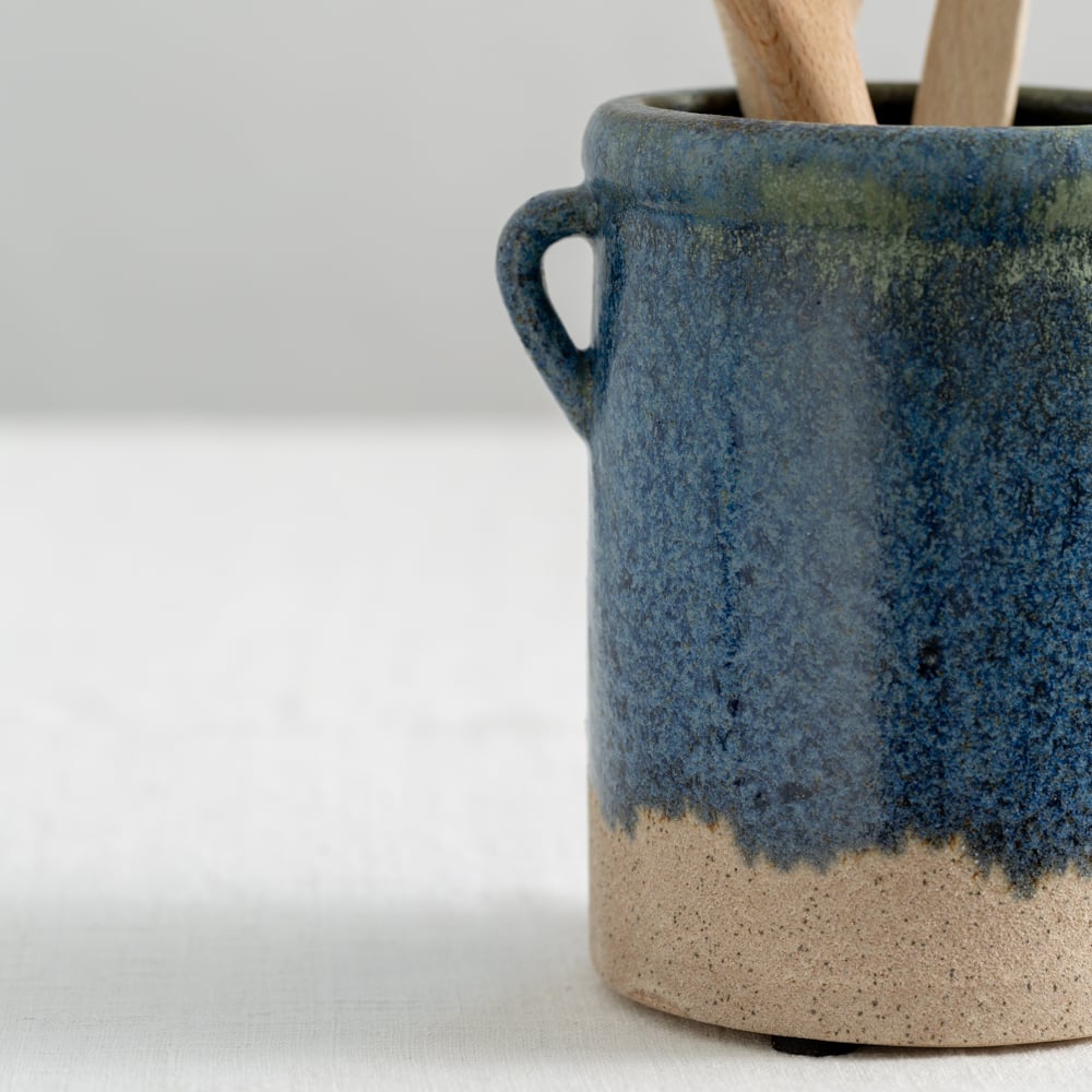 Jar With Handles Blue/Green Dipped