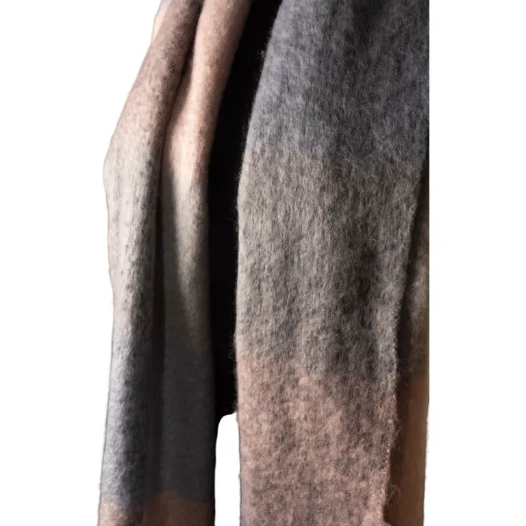 Jess & Lou - Grey Pink & Blue Checked Chunky Winter Scarf