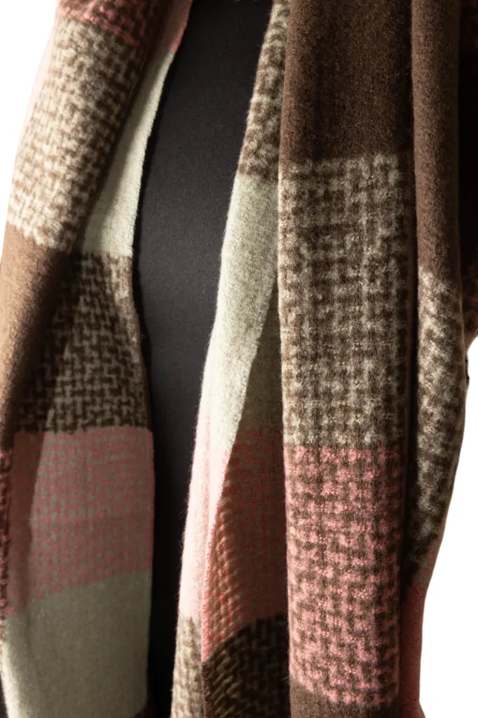 Jess & Lou - Green Pink & Maroon Checked Winter Scarf
