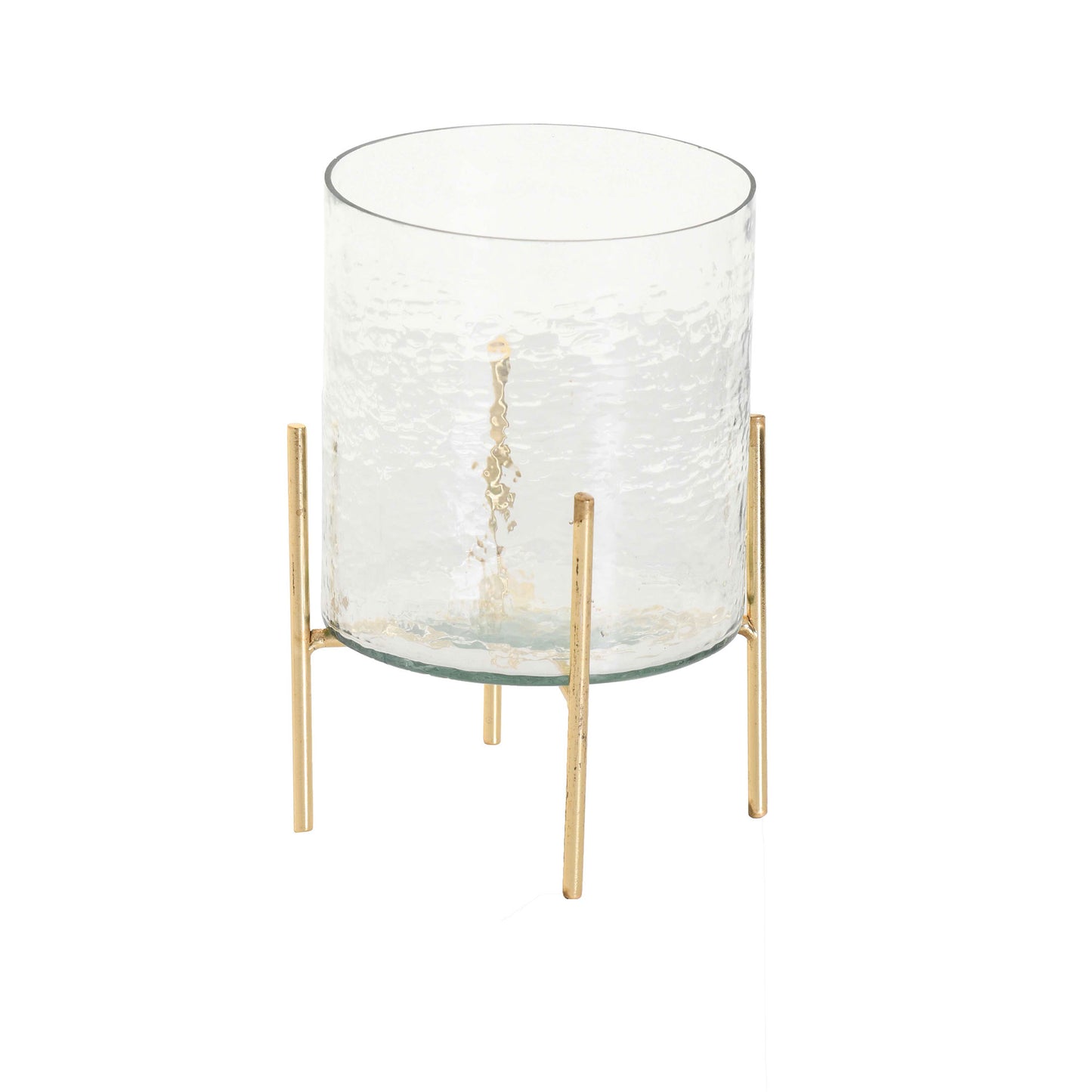 Hammered Glass Tea-Light Holder on Stand