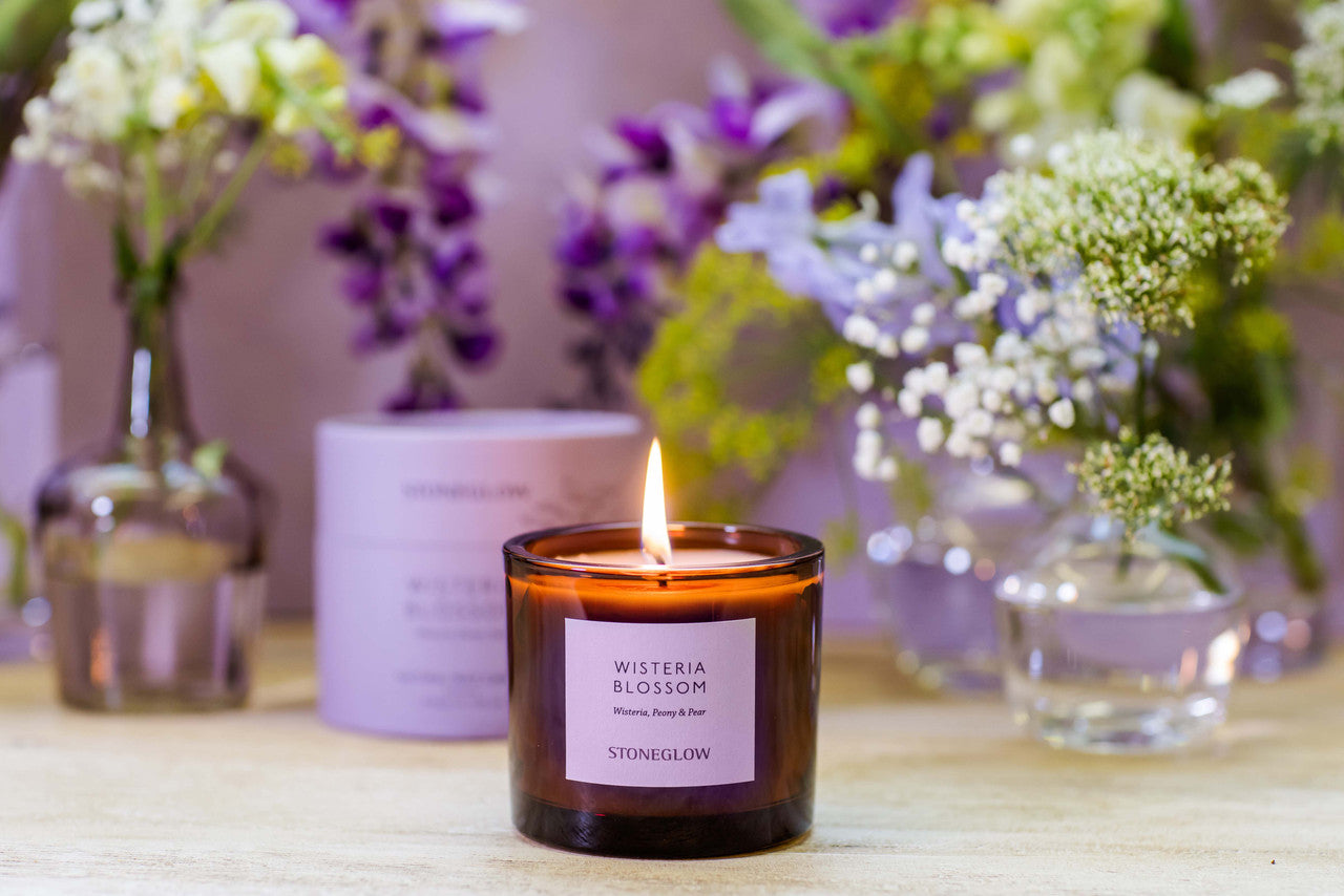 Stoneglow - The Walled Garden Wisteria Bloom Candle Wisteria | peony | pear - Scented Natural Wax Candle Tumbler (79 x 89mm)