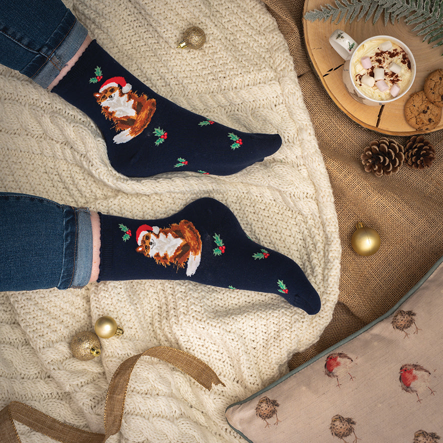 Wrendale Designs - 'Festive Fox' Fox Socks