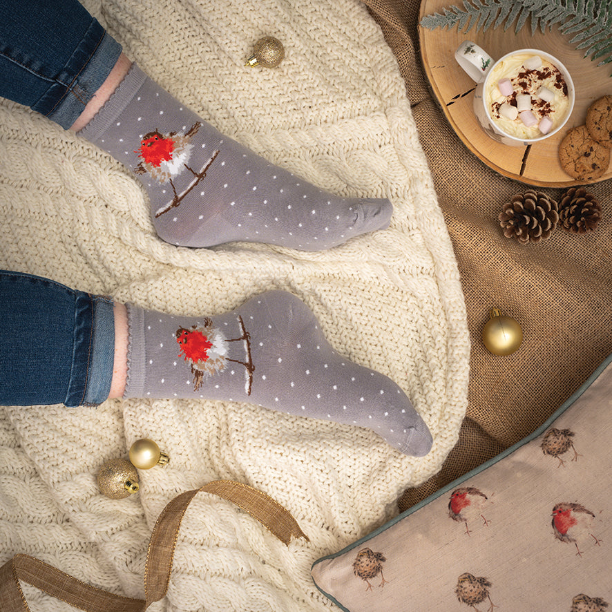 Wrendale Designs - 'Jolly Robin' Robin Socks